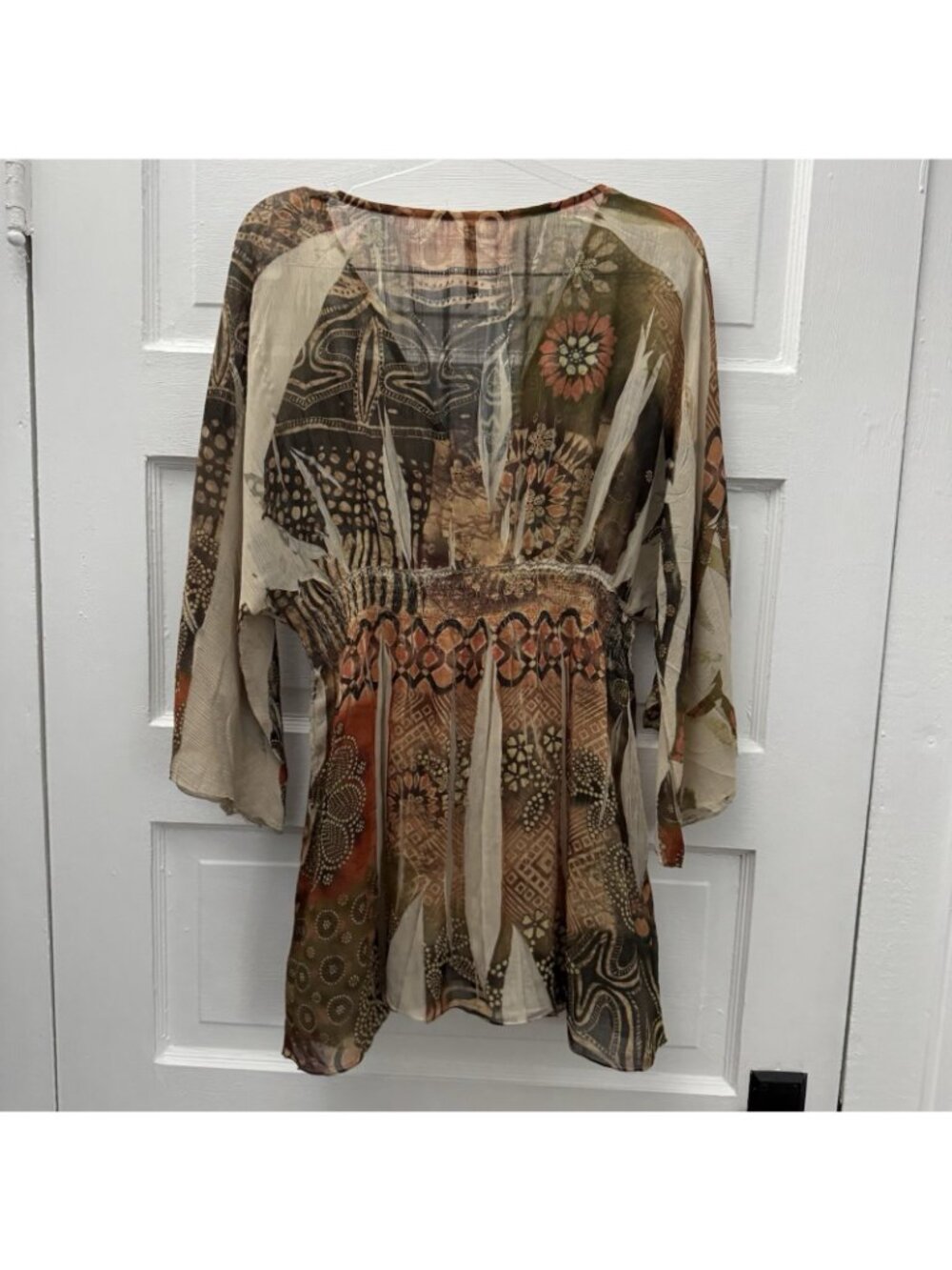 MushBaby Siena Rose Sheer Boho Tunic Top XL Kimono Sleeve Floral Print - Picture 3 of 7